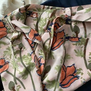 Tory Burch Gabriella Floral Print Silk Full-leg pant